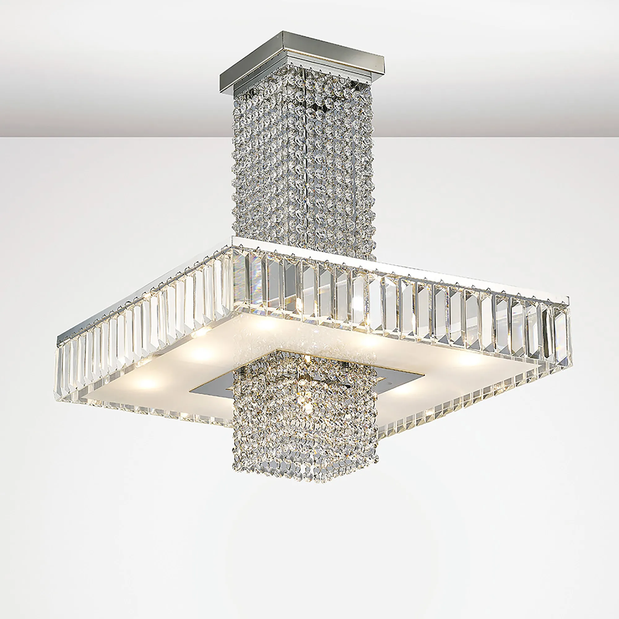 IL31551  Ophelia Crystal Square Semi Flush 9 Light